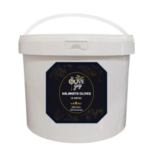 2kg Nett. 1Kg Drained Kalamata Olives in Brine Bucket